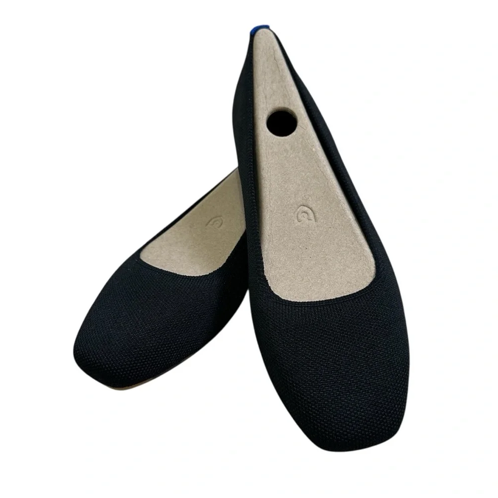 Rothy’s 8.5 Black The Max Square Flats - Picture 2 of 11